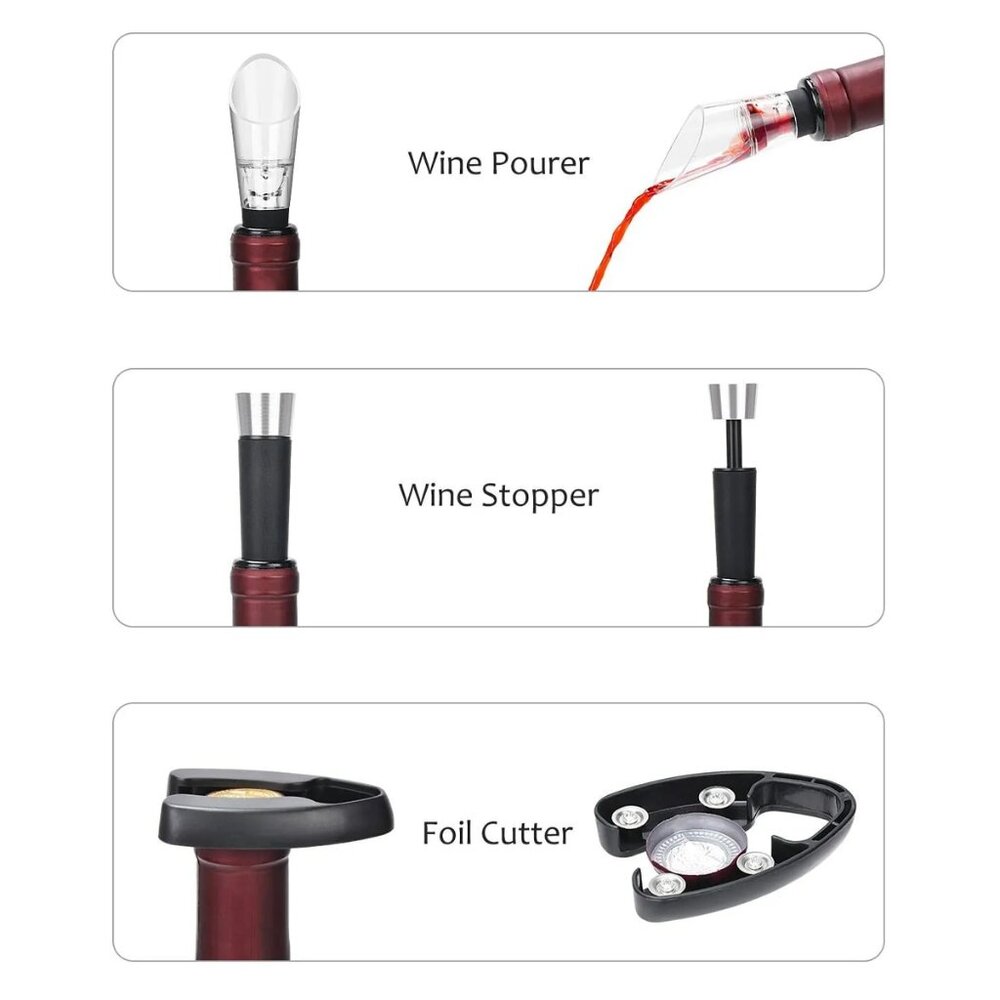 Deluxe Gift Set Wine Aerator Accessories Kit - Aerator Decanter, Corkscrew, More - Picture 4 of 7